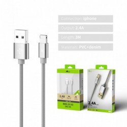 USB kabel iPhone 3m/2.4A