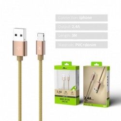 USB kabel iPhone 3m/2.4A